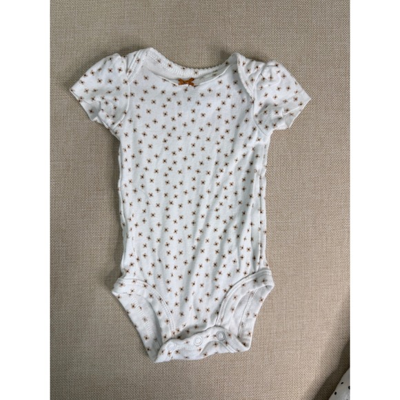 Carters Baby Girl Newborn Bodysuit 4-Pack Floral Polka Dot Brown White NB 0288 - Picture 2 of 7